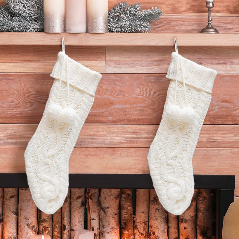 Chaussette de Noël tricotée, Blanc