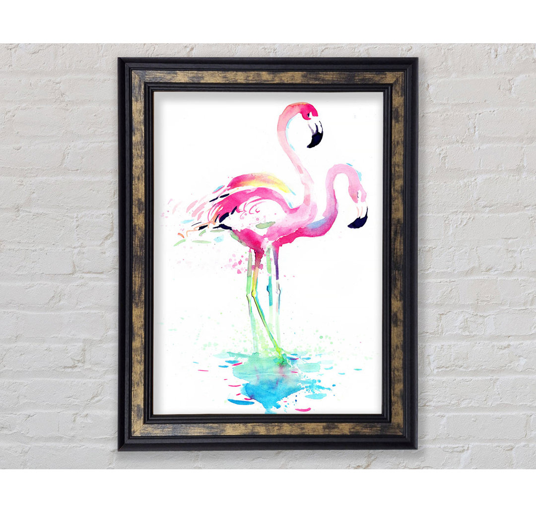 Flamingo Aquarell - Einzelner Bilderrahmen Kunstdrucke