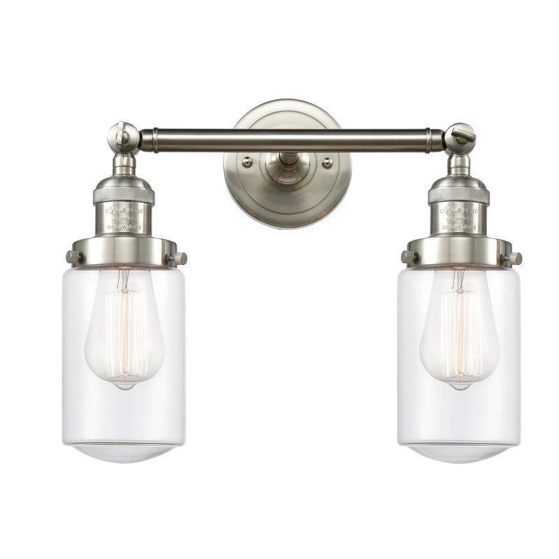 Éclairage pour salle de bain 2 lumières Saroyan, Ampoule DEL rétro de 3,5 watts, Transparent, Nickel satiné brossé