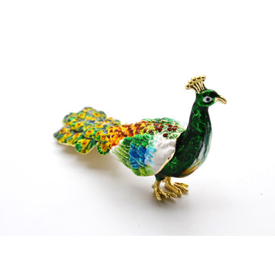 Boîte à bijoux bijou paon. Magnifique émail et cristaux autrichiens