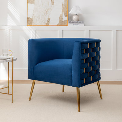Fauteuil demi-tonneau en velours de 29,9 po Cristen