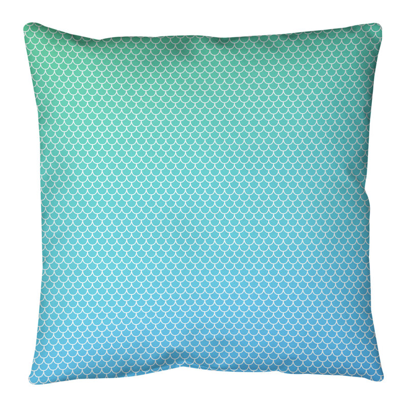 Housse de coussin carrée et insert, H 18 po x l 18 po, Bleu / vert, Duvet synthétique