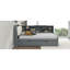 Lit double en bois, lit double, lit gigogne, tête de lit tapissier, espace de rangement et construction en pin