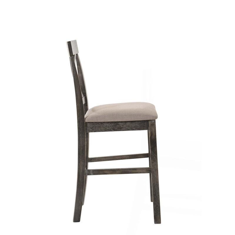 Ensemble de 2 chaises à hauteur de comptoir en lin brun clair et gris vieilli