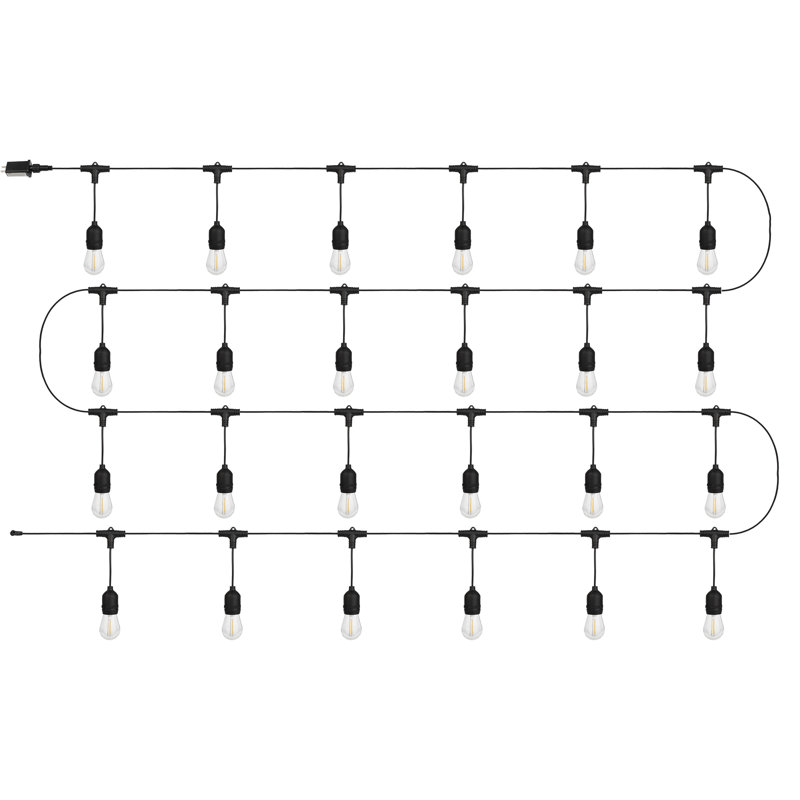 Jurrien Outdoor Lights - 50' Patio Lights with 24 Vintage-Style LED Edison Bulbs + Hanging Sockets