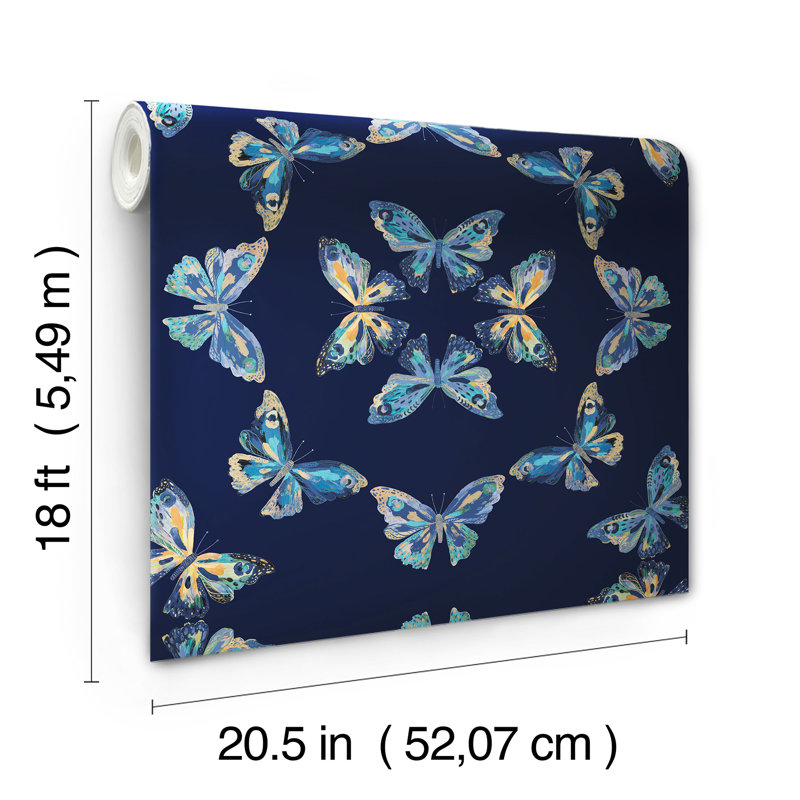 Papier peint adhésif EttaVee Papillon, Bleu