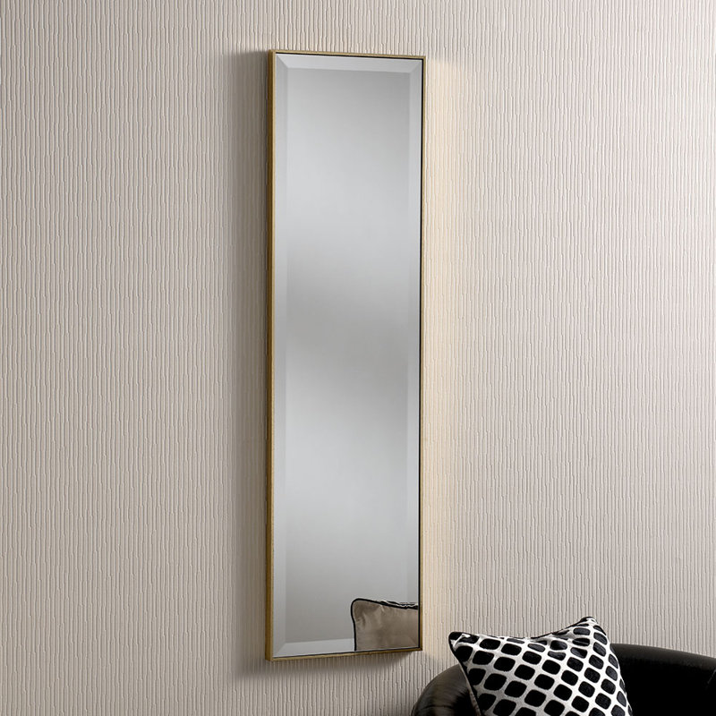 Arjae Wood Flat Wall Mirror, 154cm H x 63cm W, Gold