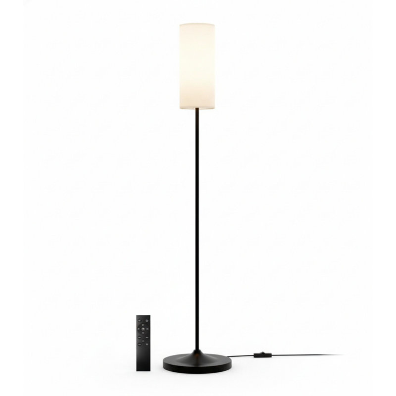 Grande lampe sur pied à intensité variable, ampoule DEL 12 W avec abat-jour, interrupteur au pied, pôle de température de couleur personnalisé à distance pour la chambre à coucher, le bureau, les enfants et le salon, noir