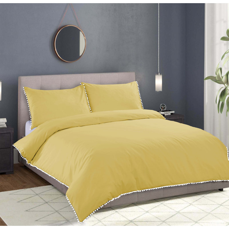 Clairville Solid Colour Duvet Cover Set with Pillowcases, Super King - 2 Standard Pillowcases, Ochre