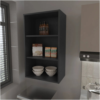 Armoire murale en wengé avec rangement ouvert