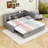 Twin Upholstered Daybed with USB Ports, Twin Trundle and Shelves-521188018