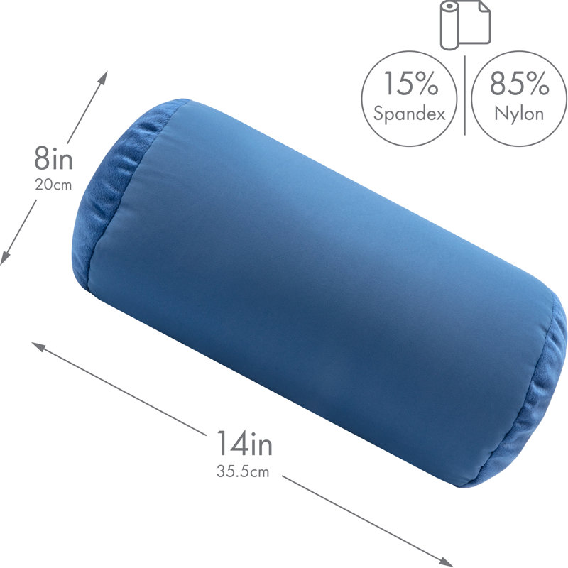 Microbead Bolster Neck Roll Pillow, Peacock Blue