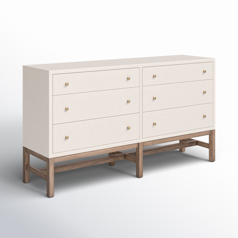 Hakana 6 Drawer Raffia Dresser, Ivory Painted Raffia