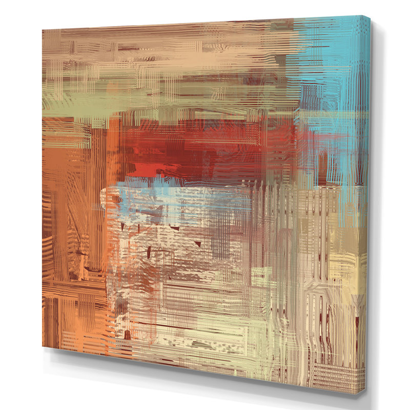 «Brown and Beige Frozen Grunge Art», reproduction d'art sur toile encadrée, H 16 po x l 16 po x P 1 po, Toile tendue