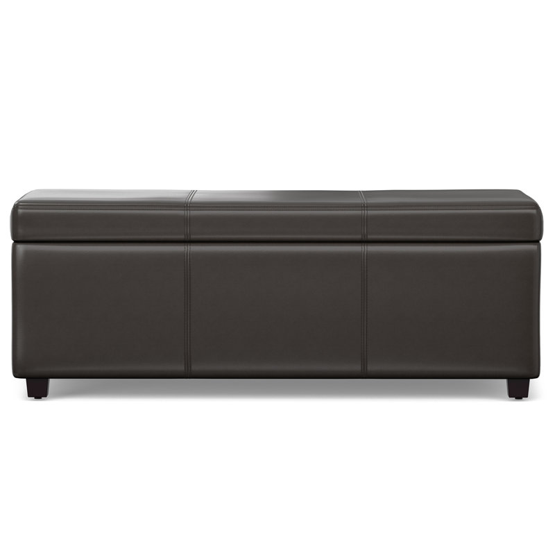 Tanners Brown Faux Leather Lift Top Storage Ottoman