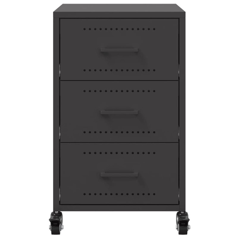 Aneyah 36cm W Steel Bedside Table, Black