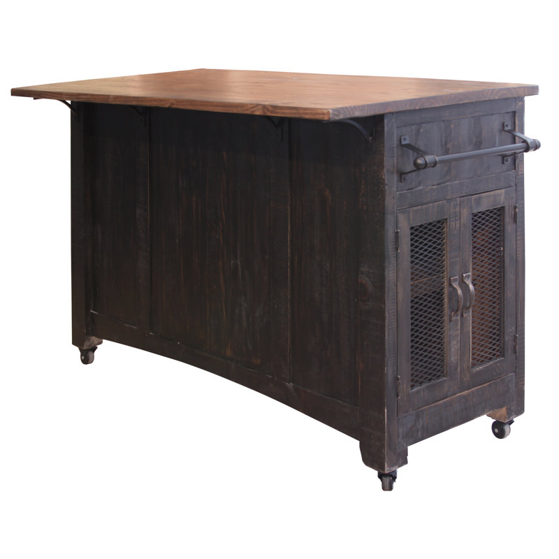 Dodge Solid Wood Kitchen Island, Black