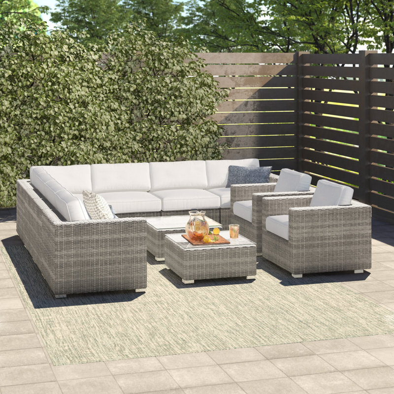 Trinton Wicker Fully Assembled 8 - Person Seating Group with Cushions, Olefin Gray