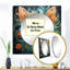 Magique chat ambre et bleu sarcelle avec fleurs I - animaux chat grand miroir mural carré pour chambre à coucher-100982035