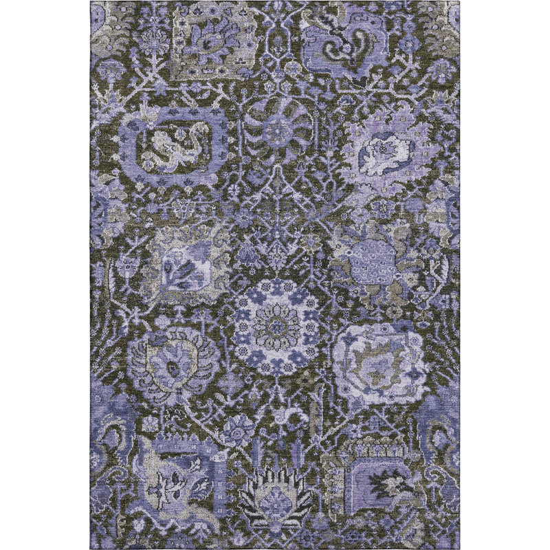 Tapis damassé Elize AMF1320 de qualité supérieure lavable à la machine, Rectangle 10 pi x 14 pi