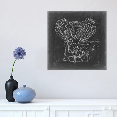 " Motorcycle Engine Blueprint I " by Ethan Harper