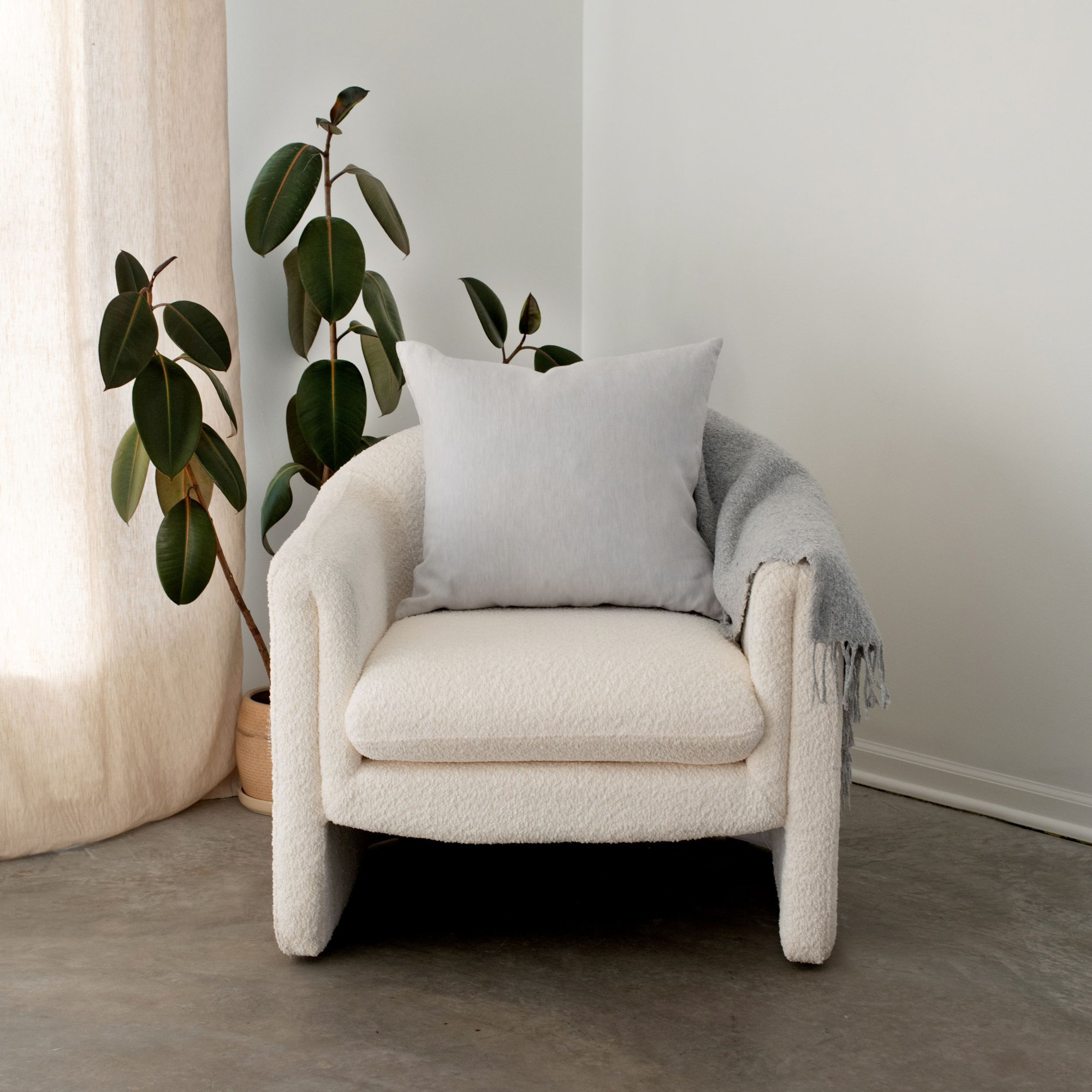 100% French Linen Pillow Sham, Square 20", Pebble Heather