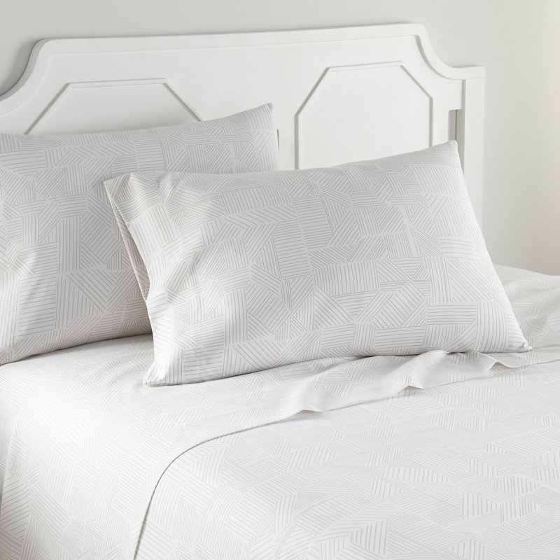 Ensemble de draps en microfibre Vilano Choice, Ensemble de draps pour lit simple TG + drap-housse, Blanc/taupe