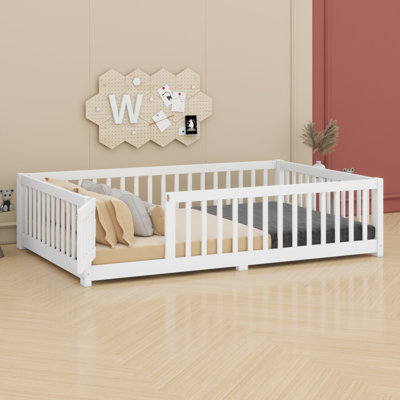 Floor Bed With Safety Guardrails And Door