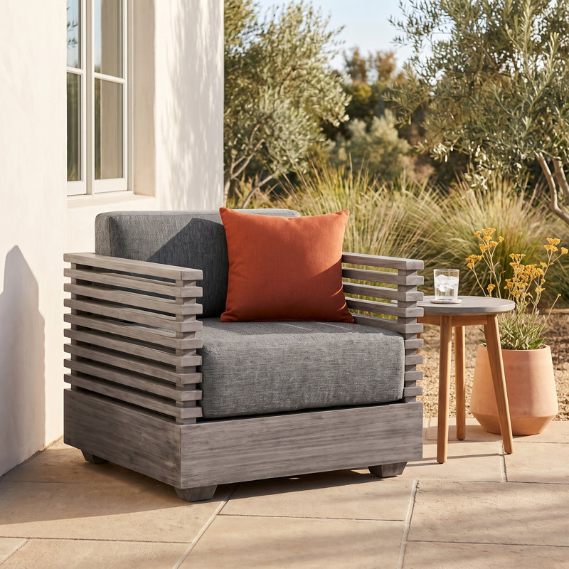 Fritz Outdoor Lounge Chair with Cushions, Grey Performance