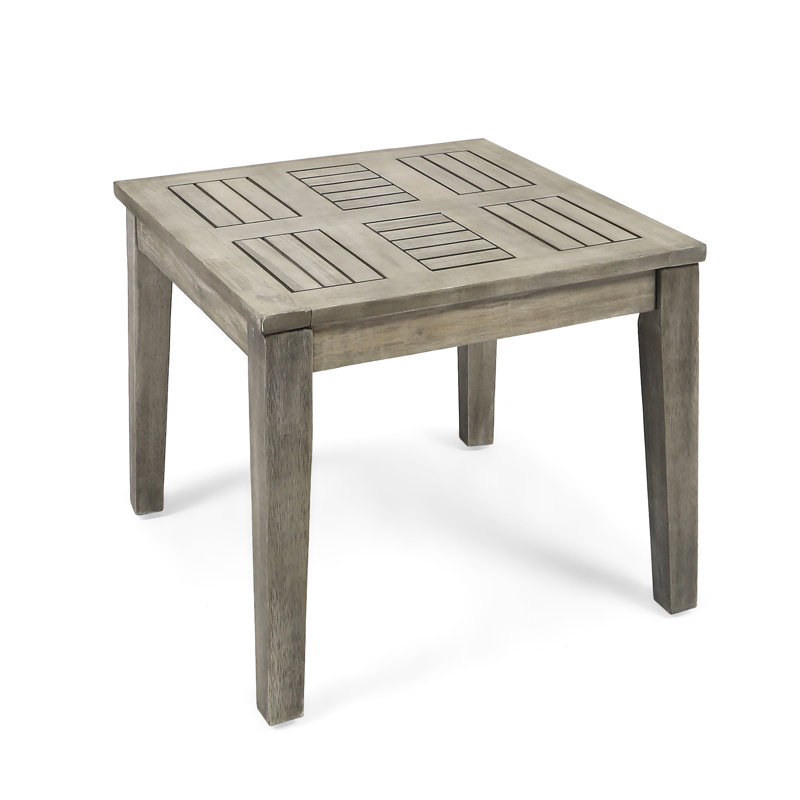 Transitional Wood Side Table, Grey Finish, 20" W X D 16.2" H, 30Lbs Weight Limit Minimalist For Patio, 20X20x16.2, Load Capacity