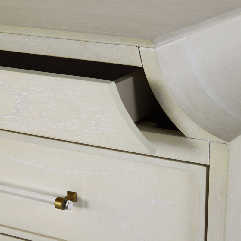 Commode 11 tiroirs Alexandra, Blanc cérusé gris clair