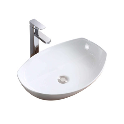 Vitreous China Oval Vessel Bathroom Sink
