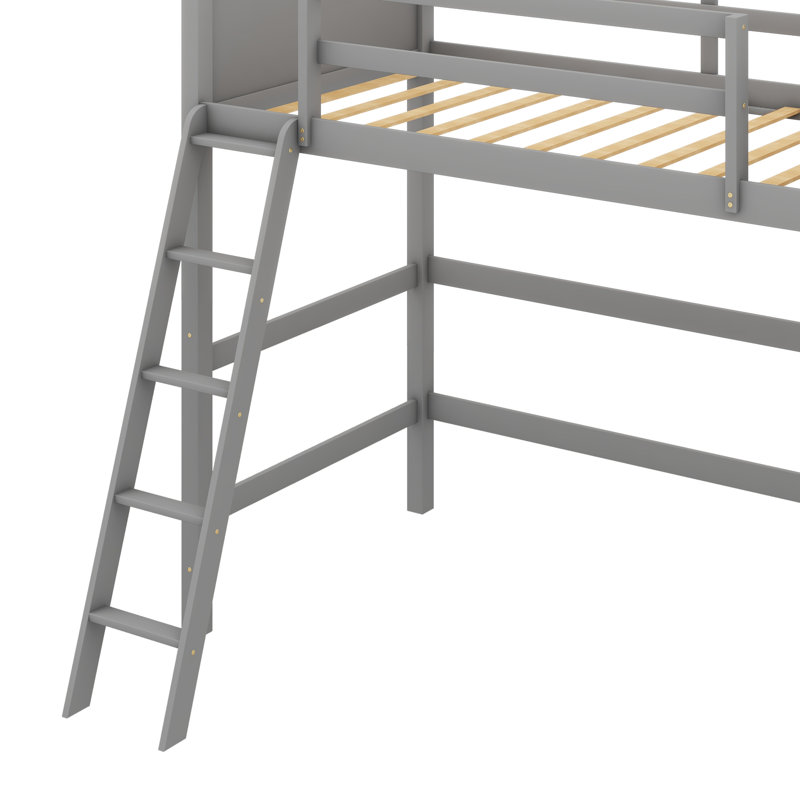Lit mezzanine simple Jayen, pour enfants, gris