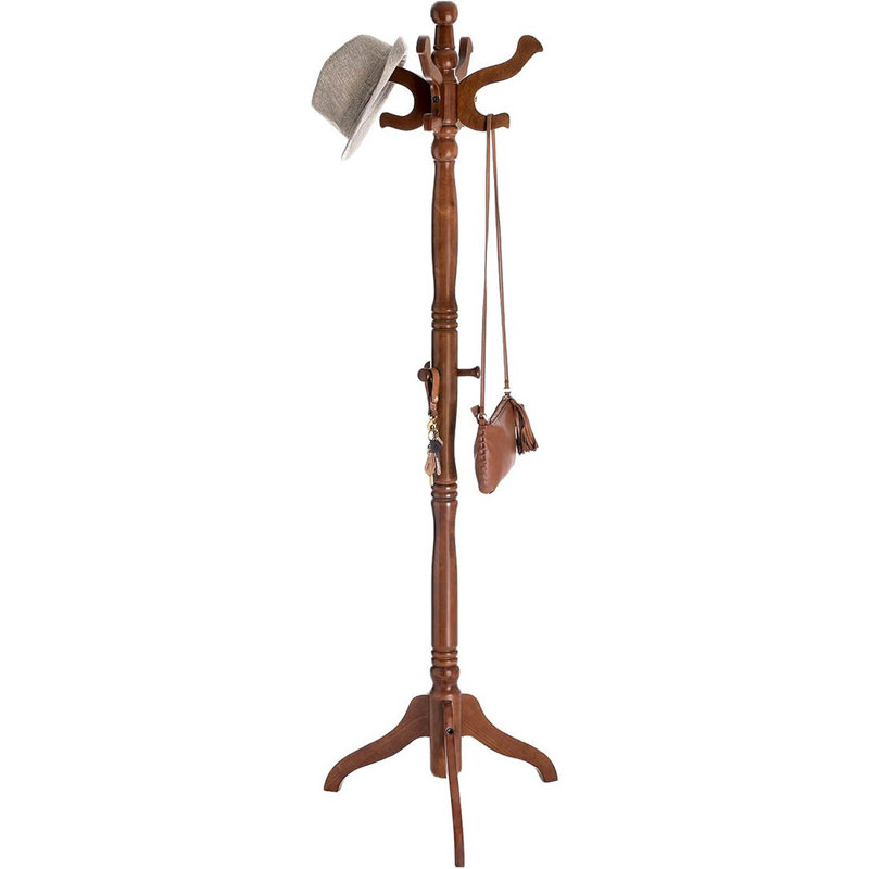 Eucalyptus Wood Hall Tree Coat Rack with 11 Hooks
