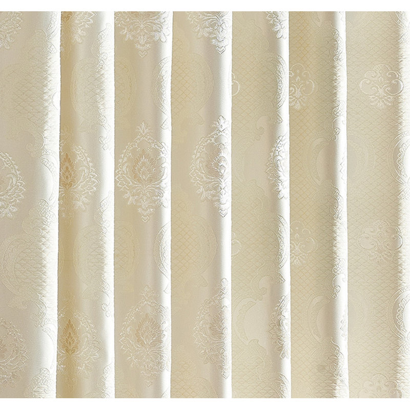 Tonquin Eyelet Jacquard Curtain Pairs 100%Polyester Floral Fully Lined With Tiebacks Beige And Grey, Beige
