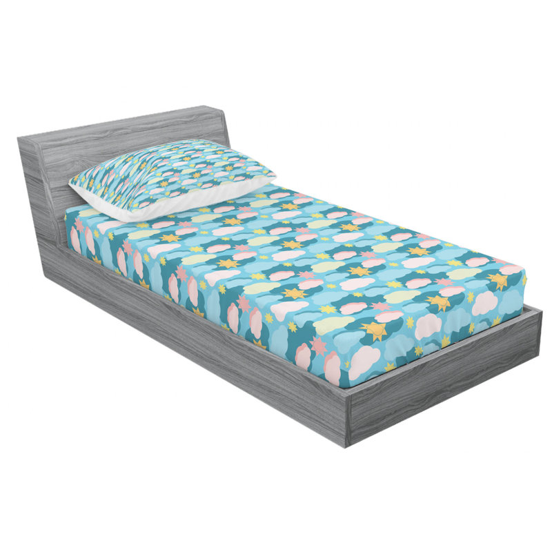 Clouds Microfiber Sheet Set, Twin Sheet Set with Fitted Sheet