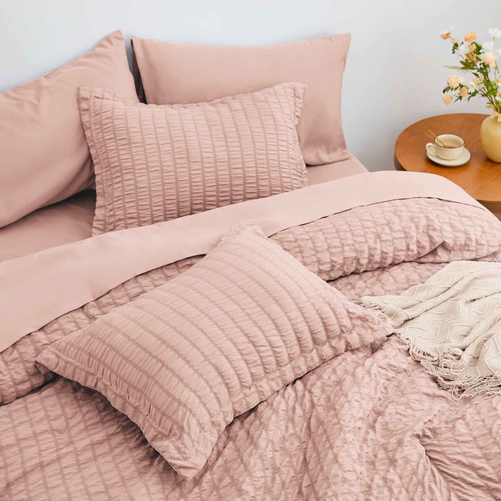 Bedding, Pink, Full-7 Pieces