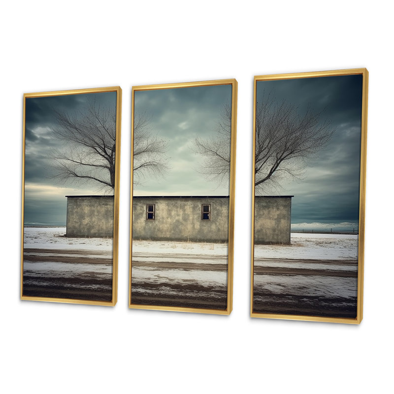 Ensemble de salon Ware Ware Winter Scenery II - Warehouse Wall Art, Cadre flottant doré, H 28 po x l 36 po x P 1 po