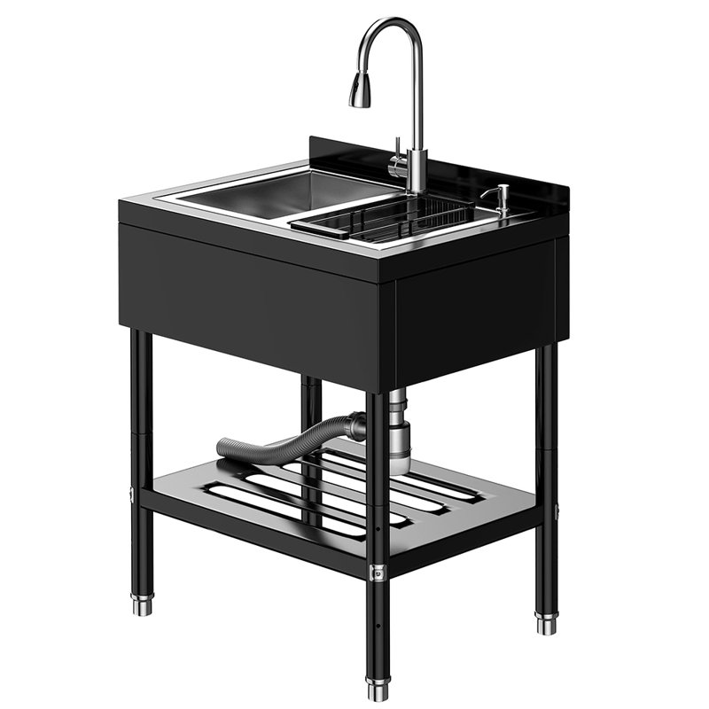 Évier de buanderie autoportant avec planche à laver, évier de travail 31,1 po x 22 po x 37,8 po avec support et bonde