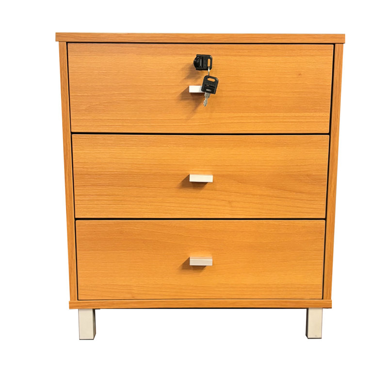 Locking Top Drawer Nightstand In Cherry With Three Efficiency And Practical Design