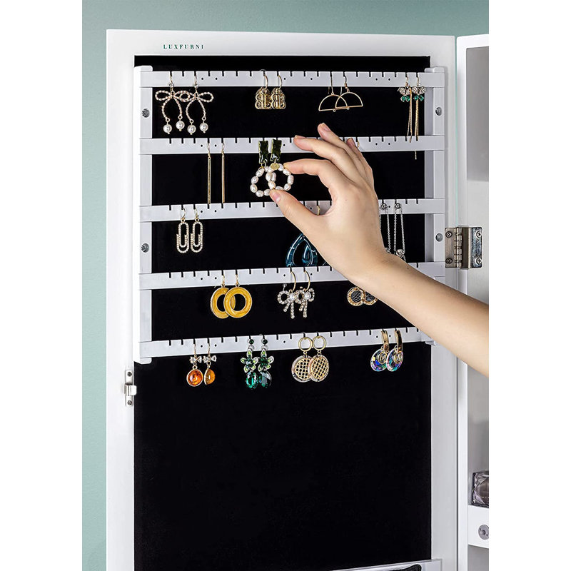 Armoire à bijoux avec miroir Marquisia, Blanc