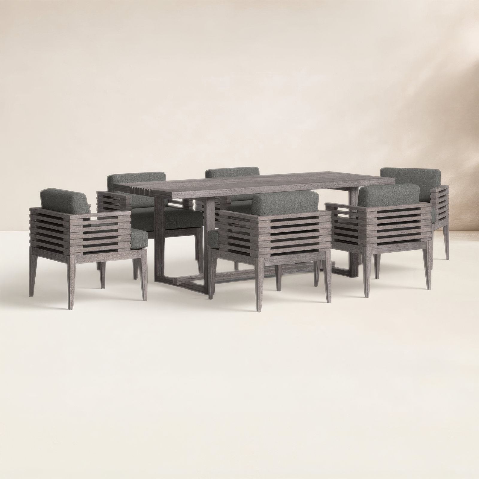 Aerilyn 82" Patio Dining Set, Grey Performance