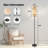PeeNoke 68.5" Standing Floor Lamp Hand Drawn Hummingbirds Butterflies Bamboo Neutral Dimmable Metal Pole Lamp with Linen Lampshade LED Bulb Included