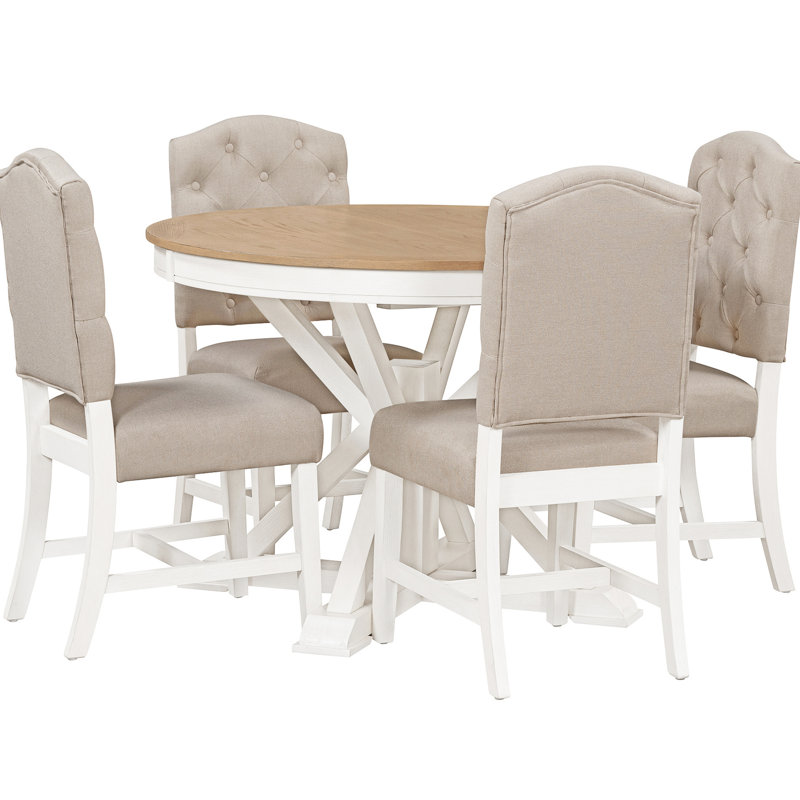 Salle à manger rétro avec 4 chaises rembourrées - extensible, stable pour le salon classique de table élégante