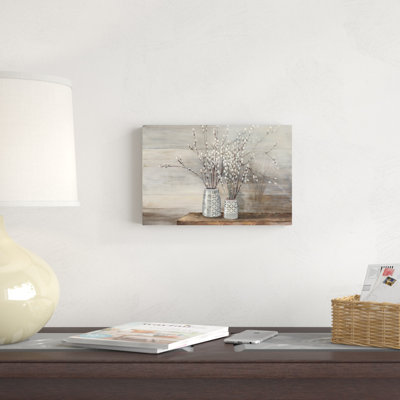 Pussy Willow Still Life with Designs by Julia Purinton - Wrapped Canvas Painting