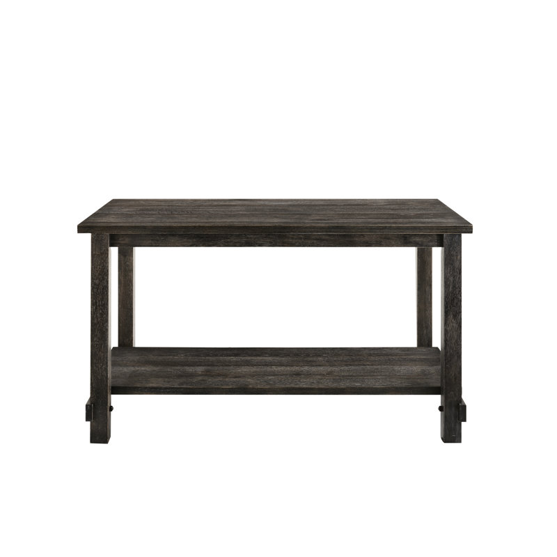 Table rectangulaire à hauteur de comptoir patinée gris pour salle à manger pour 6 personnes