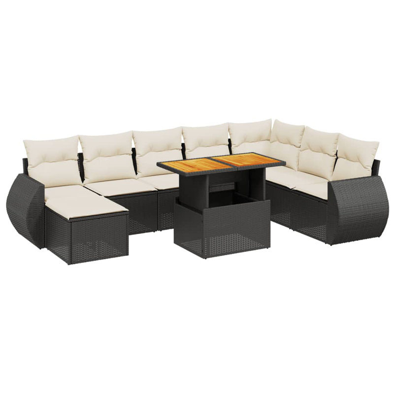 Ensemble de canapé de jardin Vidaxl, blanc crème, Noir