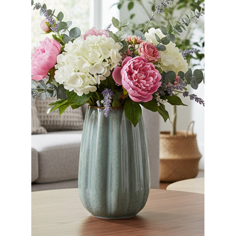  Vase en céramique cannelé gris Mistvale