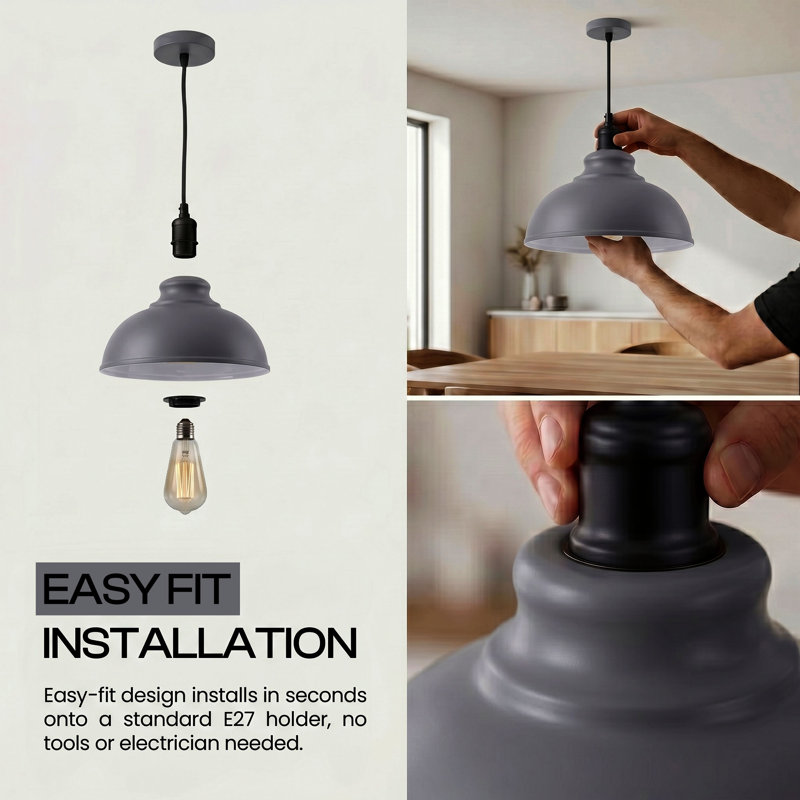 1 - Light Dome Pendant, Grey, No