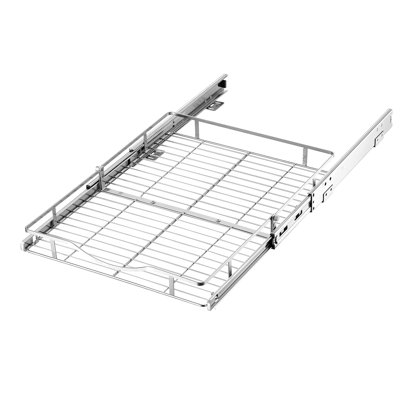 Organisateur de placard coulissant 43 cm (L) x 53,5 cm (P) en acier chromé, étagères coulissantes robustes pour placards bas, conçu pour l'organisation de la cuisine, de la salle de bain, du garde-manger et de la maison